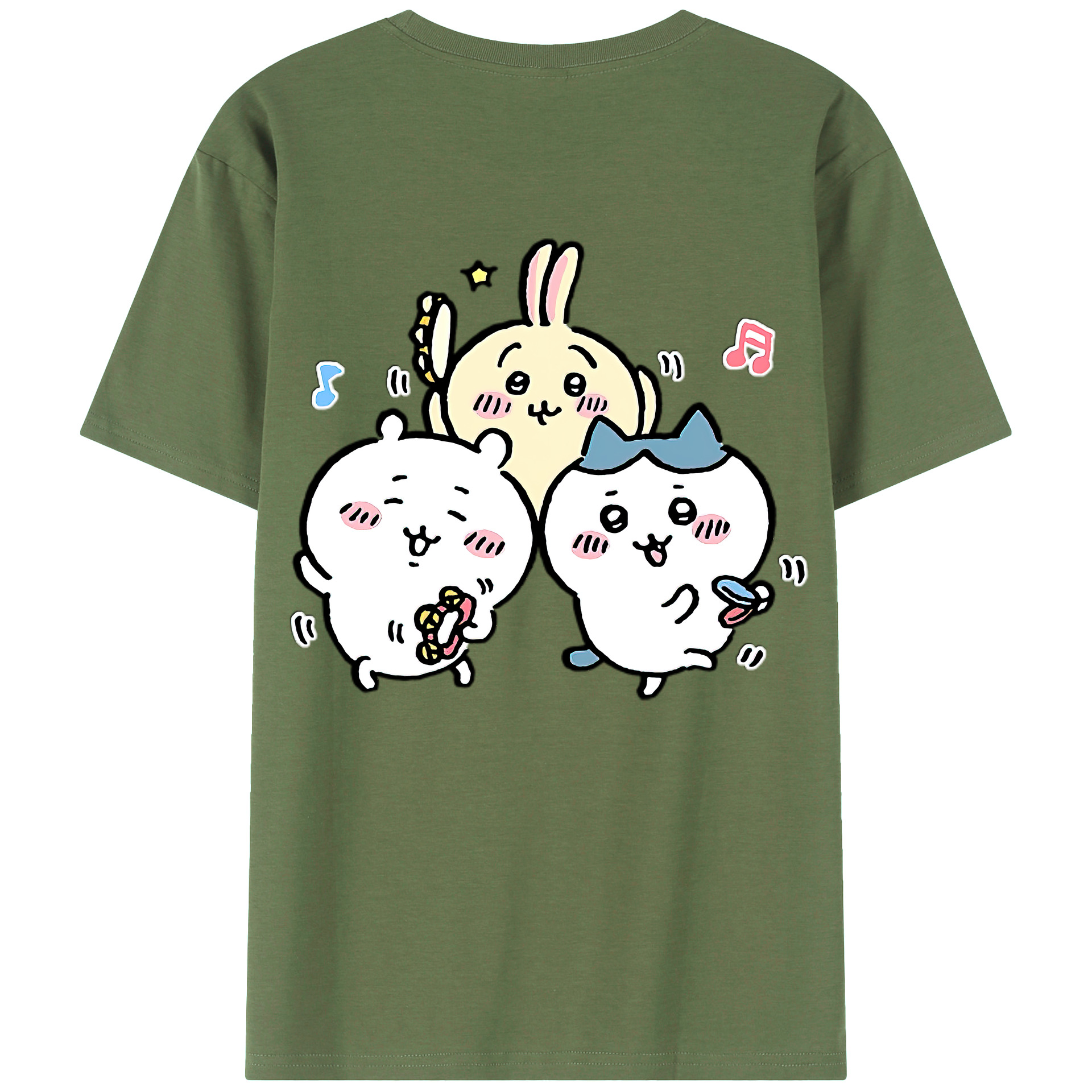 （画像用） ちいかわ ハチワレ Chii-kawa hachiware 綿100％ メンズ半袖Tシャツ（バックプリント） 通気性
